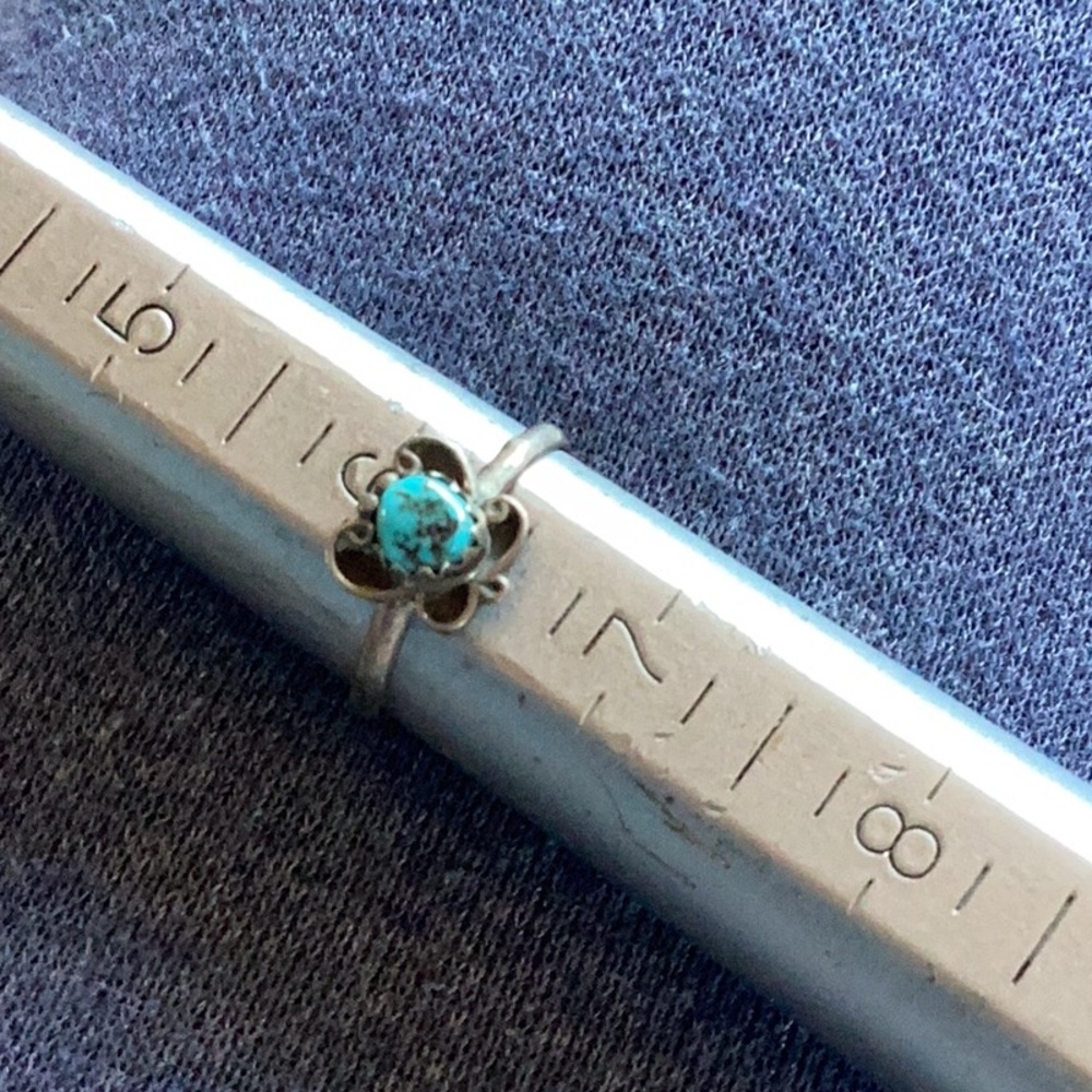 Ring Native American Sterling Turquoise fancy 6 1/3
